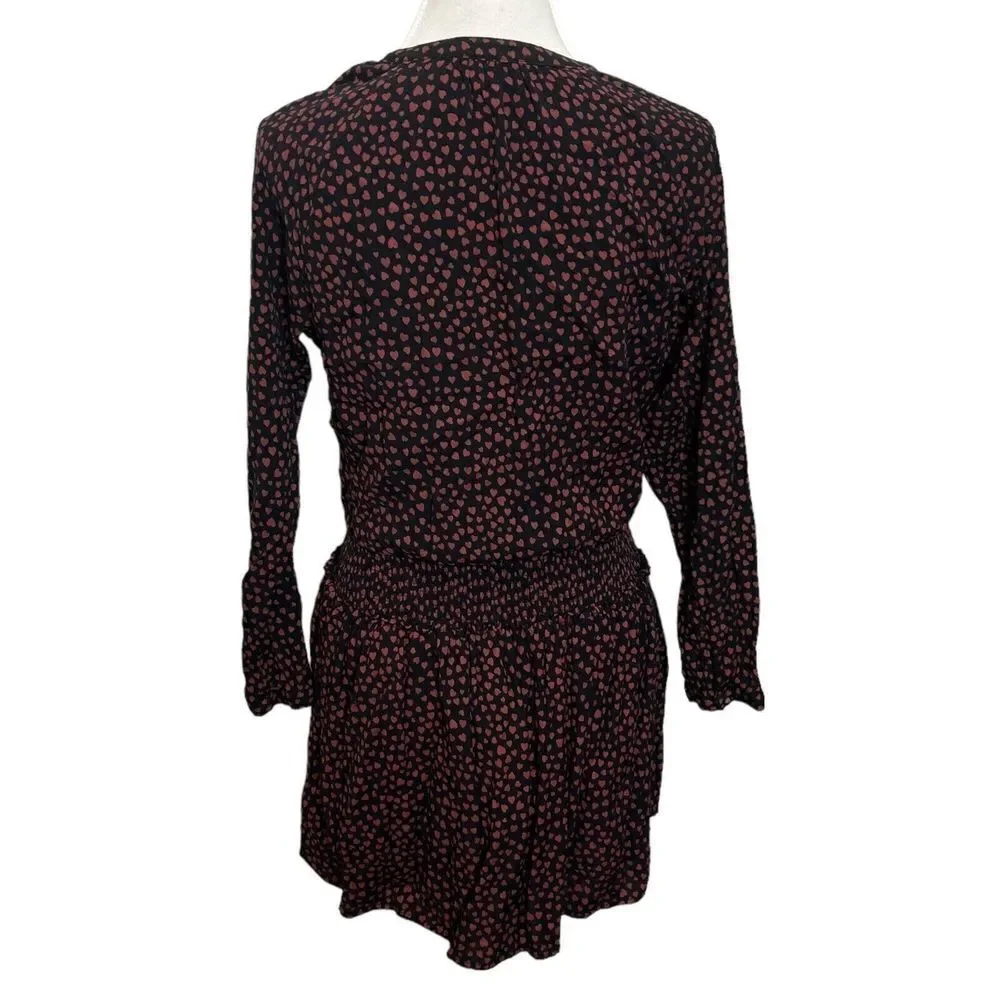 RAILS Jasmine Mini Dress Women's Size Small Olive Speckled Smocked Waist Split N